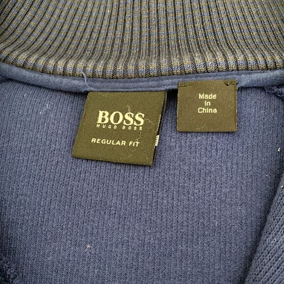 Hugo Boss Mens Navy Long Sleeve Cotton Sweater with Mock Neck. Size Medium. - Picture 6 of 9